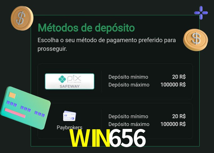 O cassino WIN656 oferece uma grande variedade de métodos de pagamento